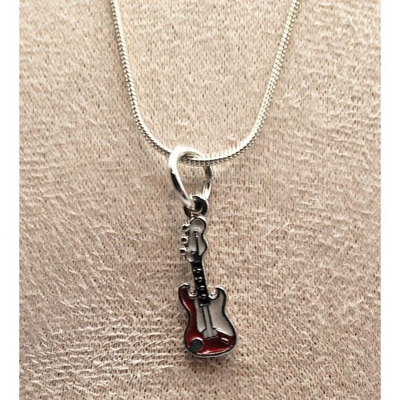 New - Jammin' Guitar Necklace .925 SS - Picture 1 of 6